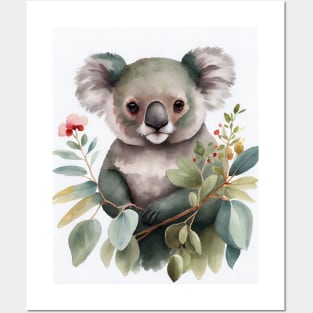 Adorable Watercolor Koala - Unique Wildlife Art by Abart by AlexST Posters and Art